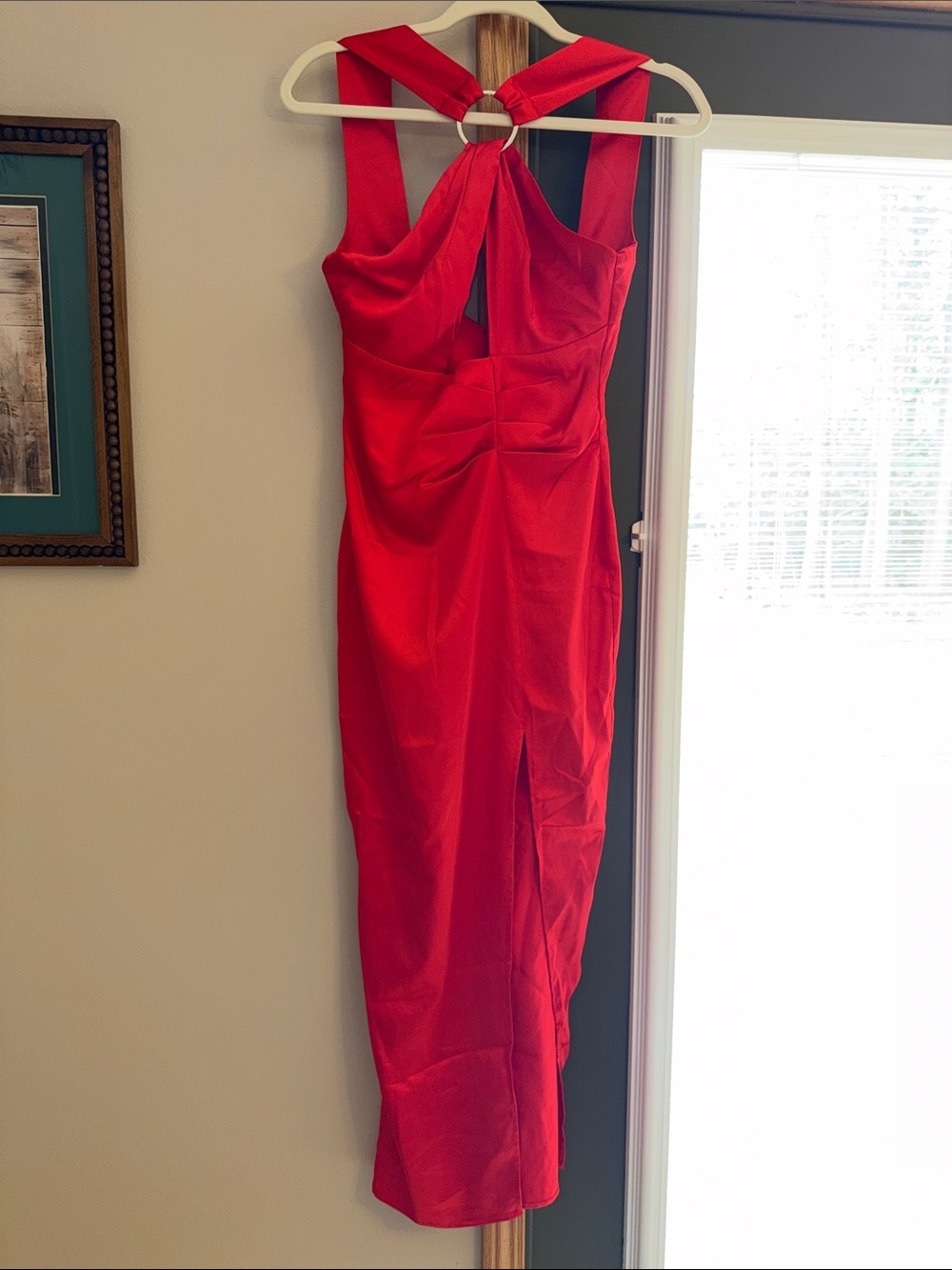 Red Halter Dress with Twist Neckline